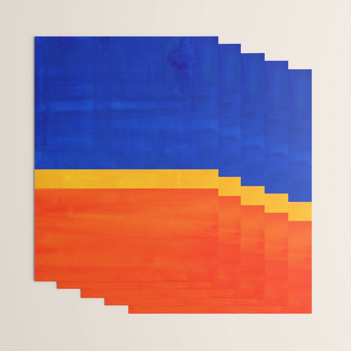 Wide Awake Blue Yellow And Orange Colorfield  Wrapping Paper Gallery Image 3