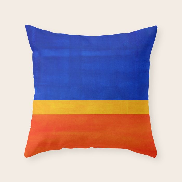 Wide Awake Blue Yellow And Orange Colorfield  Throw Pillow Gallery Image 6