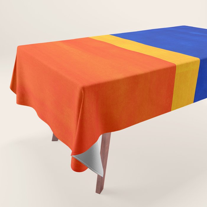 Wide Awake Blue Yellow And Orange Colorfield  Tablecloth Gallery Image 1