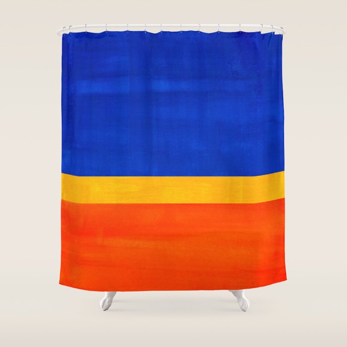 Wide Awake Blue Yellow And Orange Colorfield  Shower Curtain Gallery Image 1