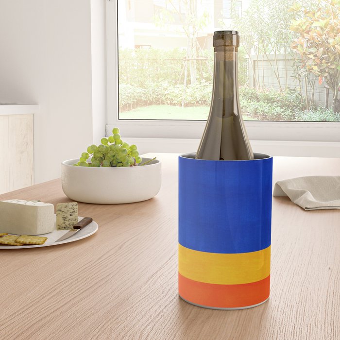 Wide Awake Blue Yellow And Orange Colorfield  Wine Chiller Gallery Image 4