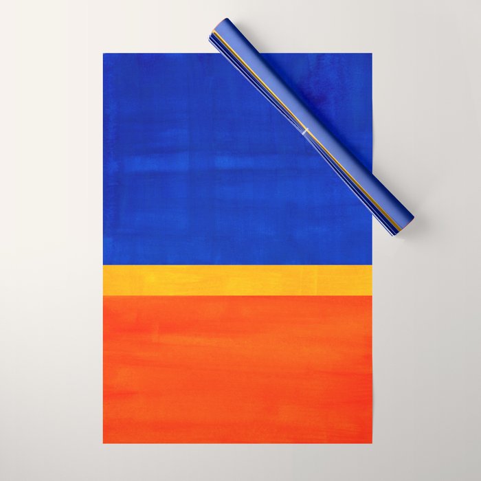 Wide Awake Blue Yellow And Orange Colorfield  Wrapping Paper Gallery Image 1