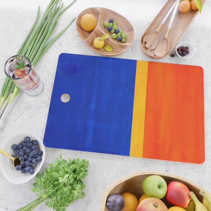 Wide Awake Blue Yellow And Orange Colorfield  Cutting Board Gallery Image 2