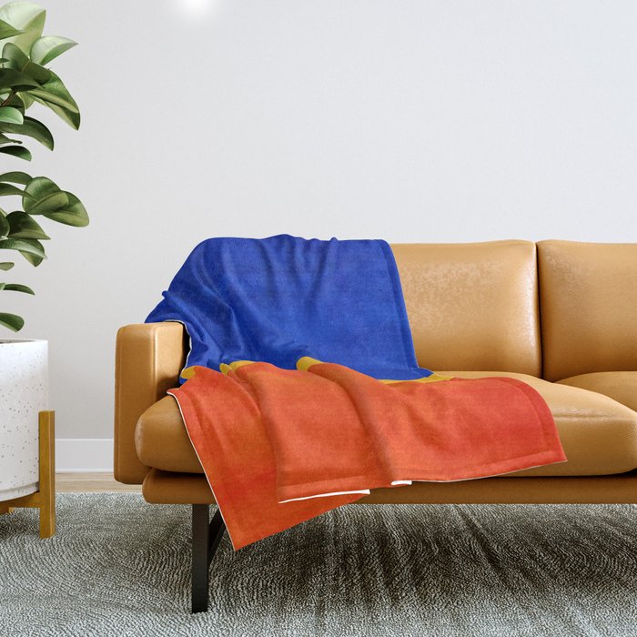 Wide Awake Blue Yellow And Orange Colorfield  Throw Blanket Gallery Image 1