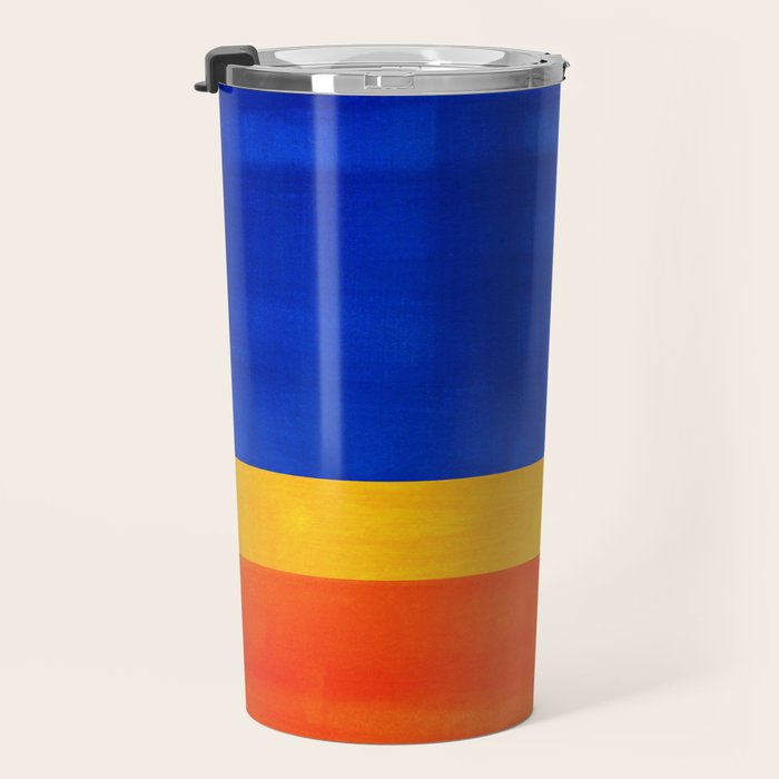 Wide Awake Blue Yellow And Orange Colorfield  Travel Mug Gallery Image 3
