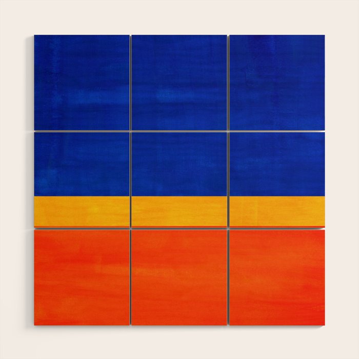 Wide Awake Blue Yellow And Orange Colorfield  Wood Wall Art Gallery Image 1