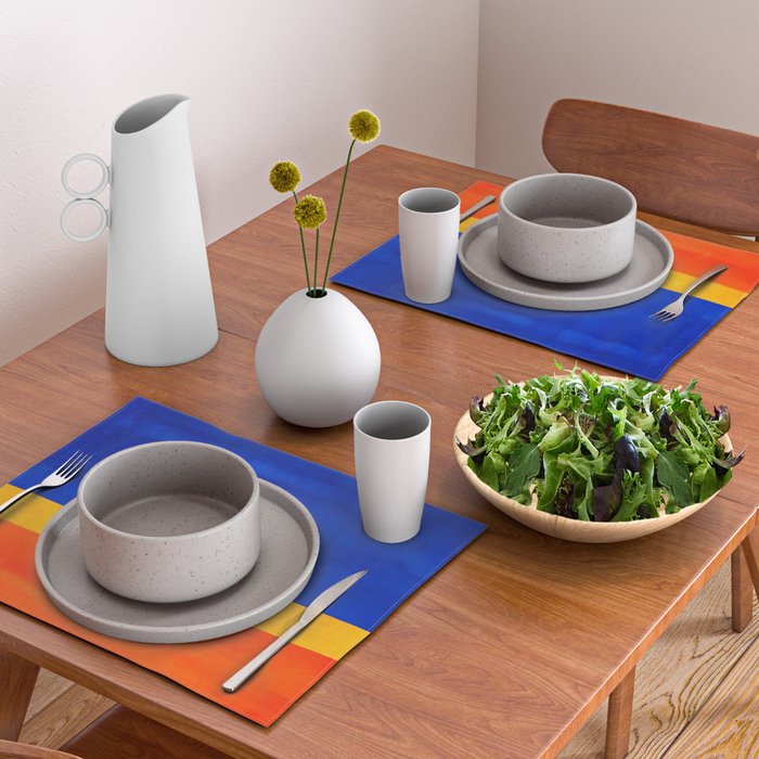 Wide Awake Blue Yellow And Orange Colorfield  Placemat Gallery Image 2