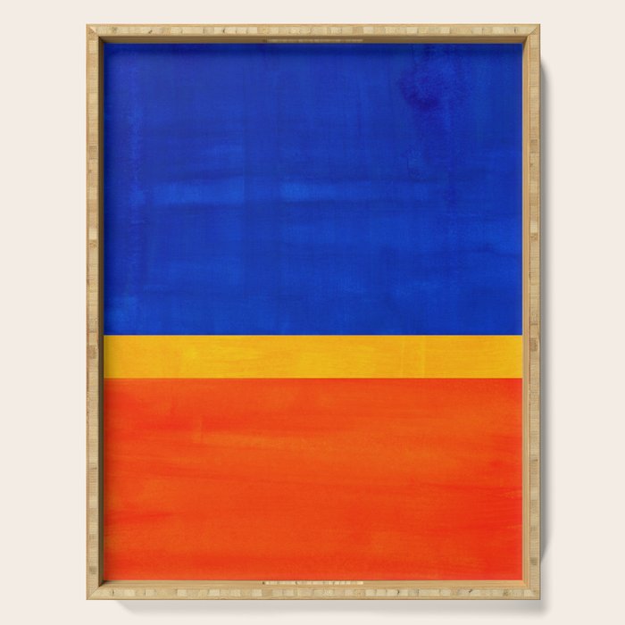 Wide Awake Blue Yellow And Orange Colorfield  Serving Tray Gallery Image 1