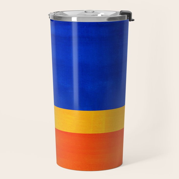 Wide Awake Blue Yellow And Orange Colorfield  Travel Mug Gallery Image 2