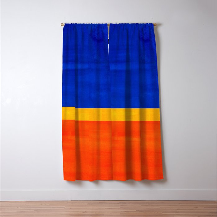 Wide Awake Blue Yellow And Orange Colorfield  Window Curtain Gallery Image 3