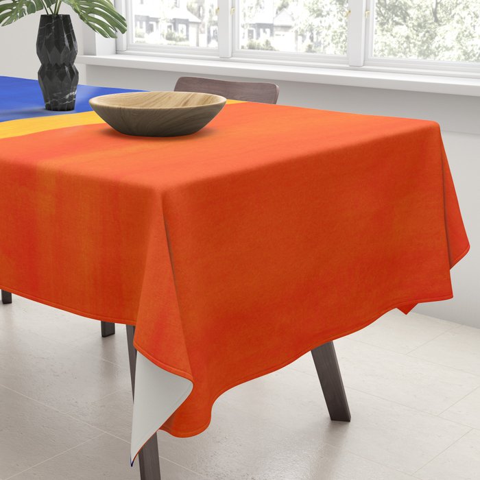 Wide Awake Blue Yellow And Orange Colorfield  Tablecloth Gallery Image 3