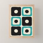 Mid Century Modern Square Dot Pattern 593 Black and Turquoise Mini Art Print Gallery Image 1