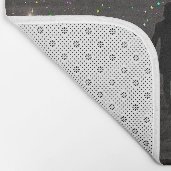 WAITING | couple | sea | collage | sparkle | glitter | black and white | shiny | bling | love  Bath Mat Gallery Image 2