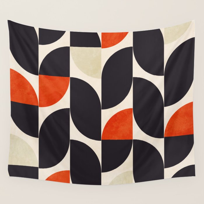 bauhaus mid century shapes abstract Wall Tapestry Gallery Image 4