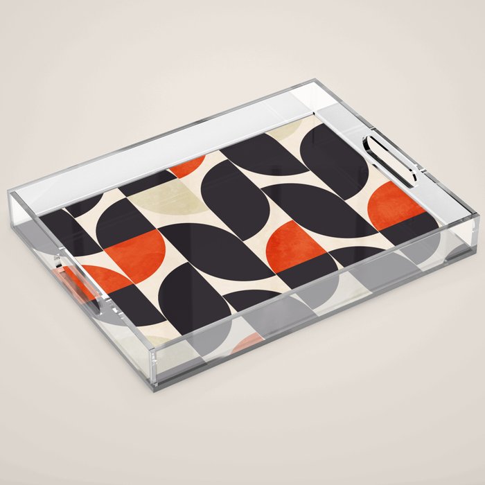 bauhaus mid century shapes abstract Acrylic Tray Gallery Image 1