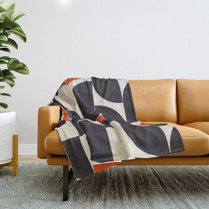 bauhaus mid century shapes abstract Throw Blanket Gallery Image 1