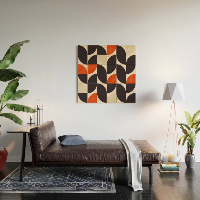 bauhaus mid century shapes abstract Wood Wall Art Gallery Image 2