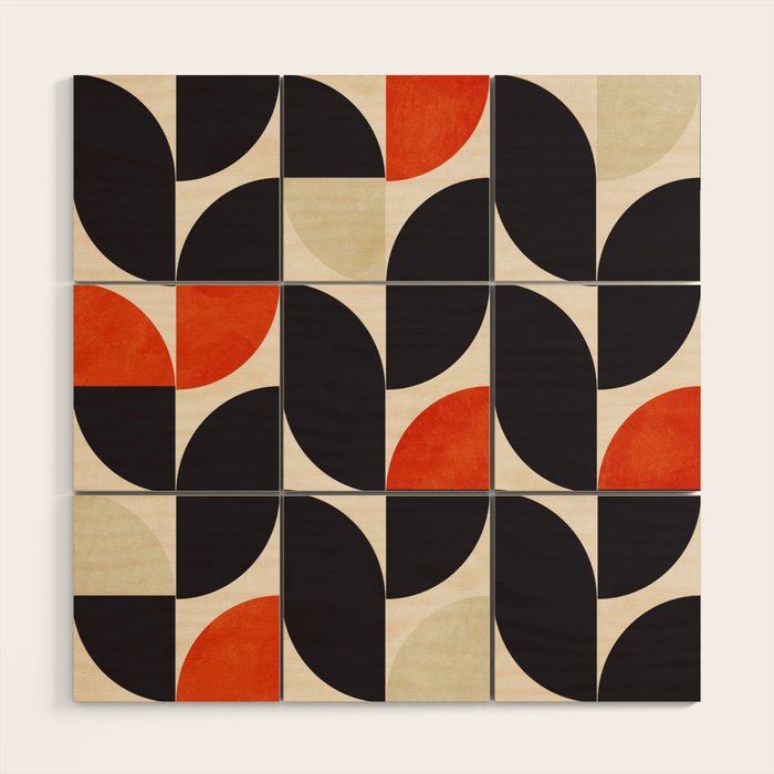 bauhaus mid century shapes abstract Wood Wall Art Gallery Image 1