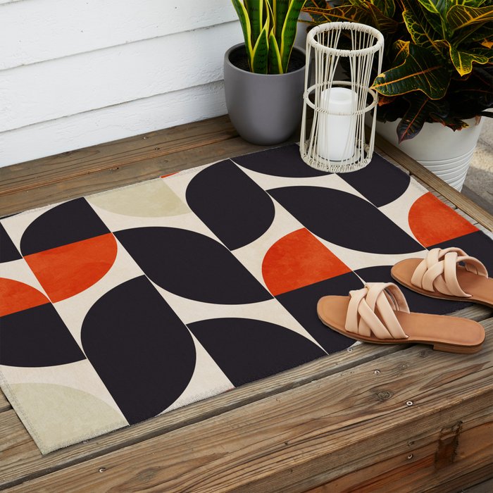 bauhaus mid century shapes abstract Outdoor Rug Gallery Image 2