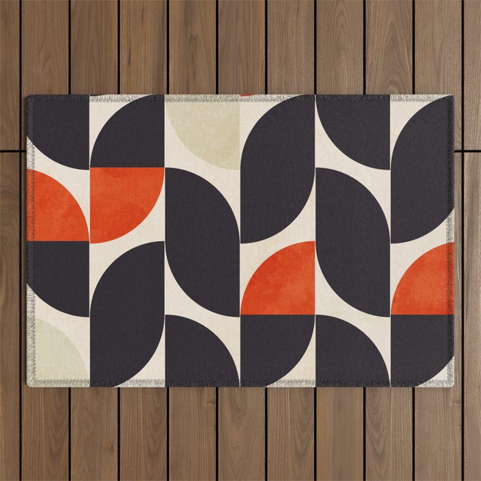 bauhaus mid century shapes abstract Outdoor Rug Gallery Image 1