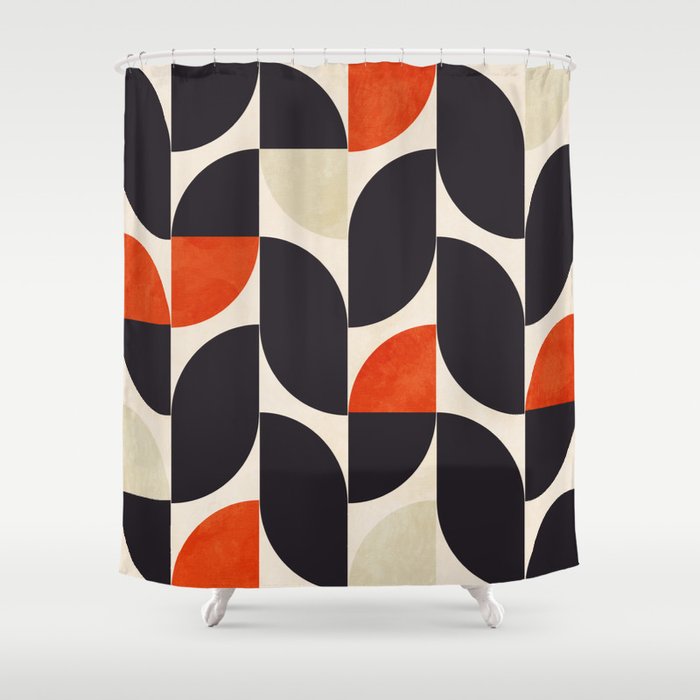 bauhaus mid century shapes abstract Shower Curtain Gallery Image 1