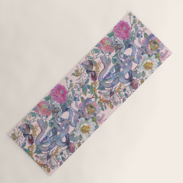 Pink Floral Garden Snake Yoga Mat Gallery Image 1