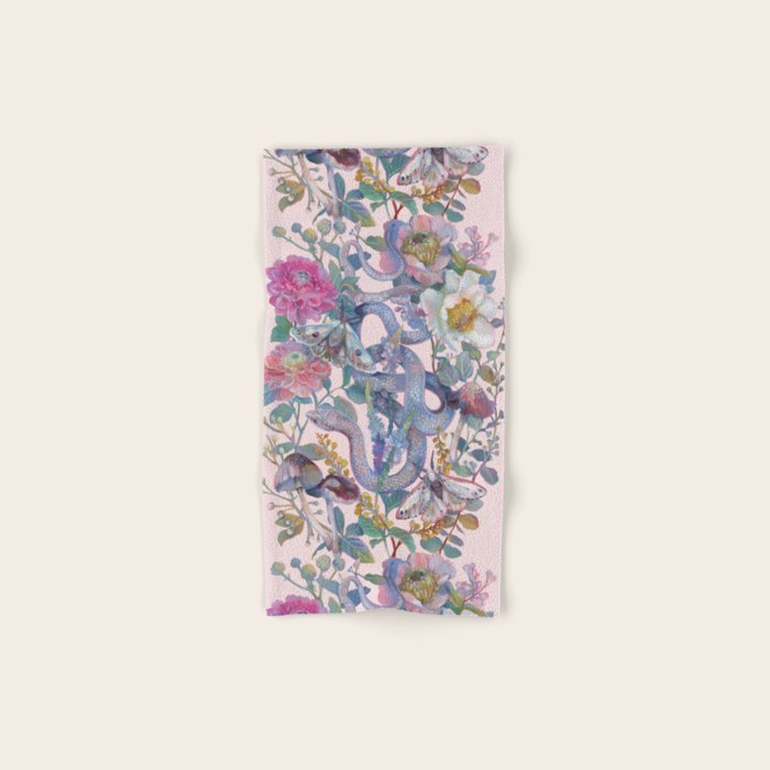Pink Floral Garden Snake Bath Towel Gallery Image 1