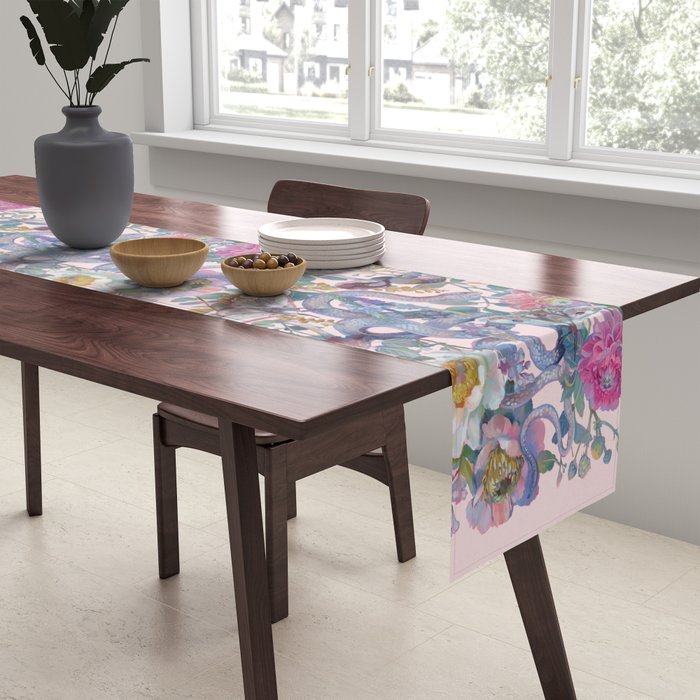 Pink Floral Garden Snake Table Runner Gallery Image 2