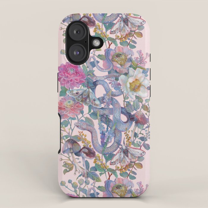Pink Floral Garden Snake iPhone Case Gallery Image 1