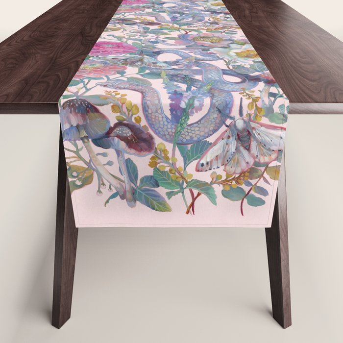 Pink Floral Garden Snake Table Runner Gallery Image 1