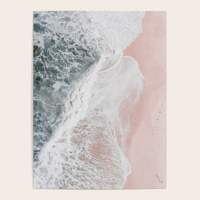 Crashing Waves Ocean Print - Aerial Beach - Pink Sand - Sea Travel photography by Ingrid Beddoes Poster Gallery Image 4