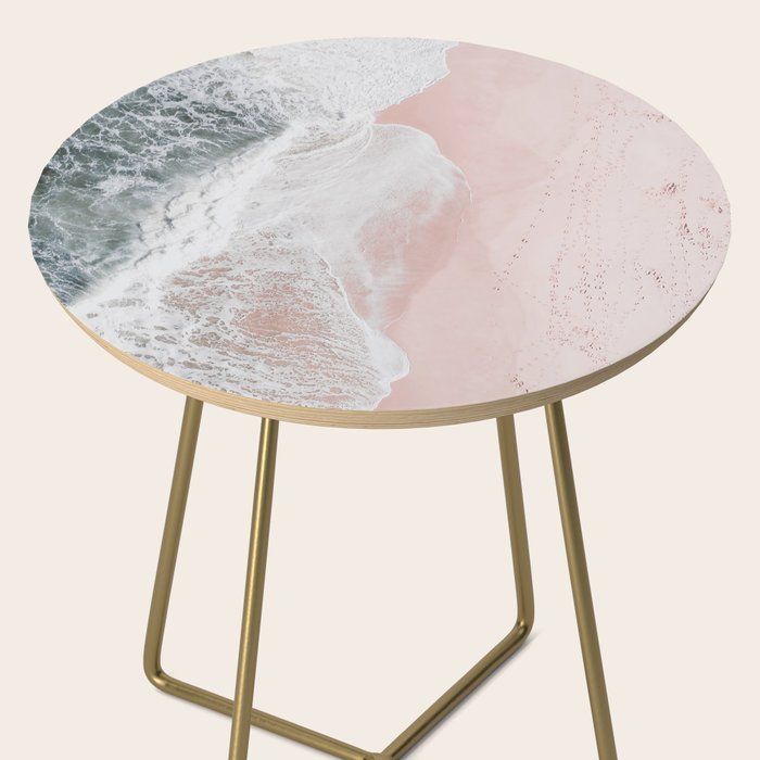 Crashing Waves Ocean Print - Aerial Beach - Pink Sand - Sea Travel photography by Ingrid Beddoes Side Table Gallery Image 2