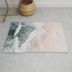 Crashing Waves Ocean Print - Aerial Beach - Pink Sand - Sea Travel photography by Ingrid Beddoes Rug Gallery Image 1