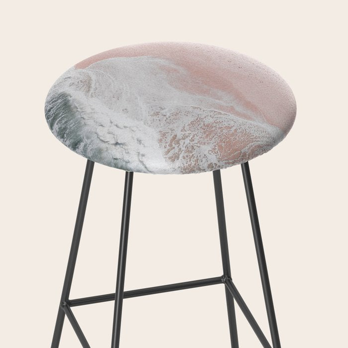 Crashing Waves Ocean Print - Aerial Beach - Pink Sand - Sea Travel photography by Ingrid Beddoes Stool Gallery Image 2