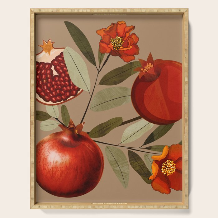 Pomegranate Botanical Art 1 Serving Tray Gallery Image 1