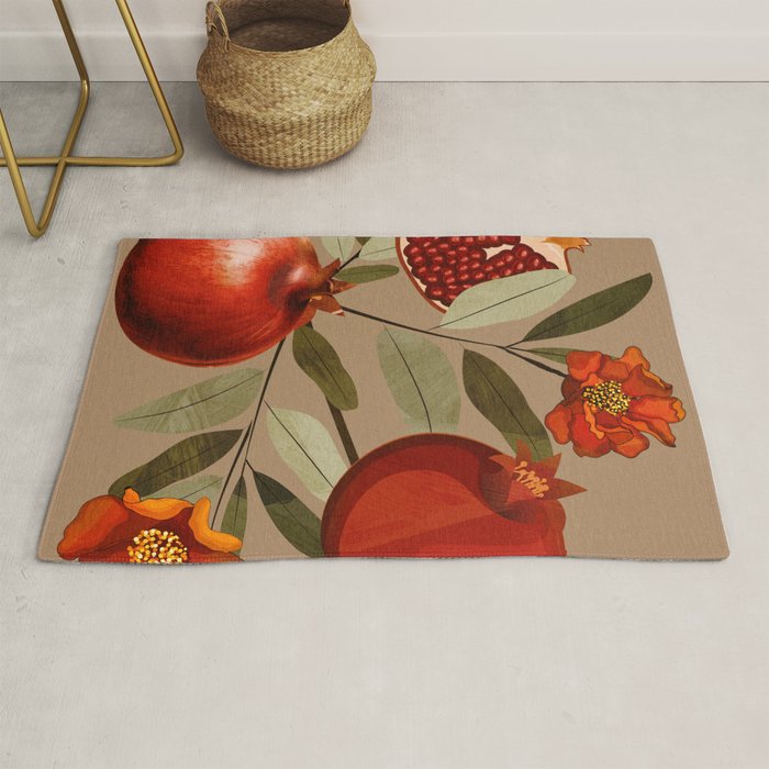 Pomegranate Botanical Art 1 Rug Gallery Image 1