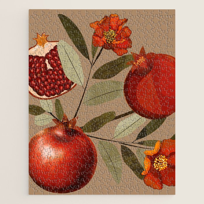 Pomegranate Botanical Art 1 Jigsaw Puzzle Gallery Image 1