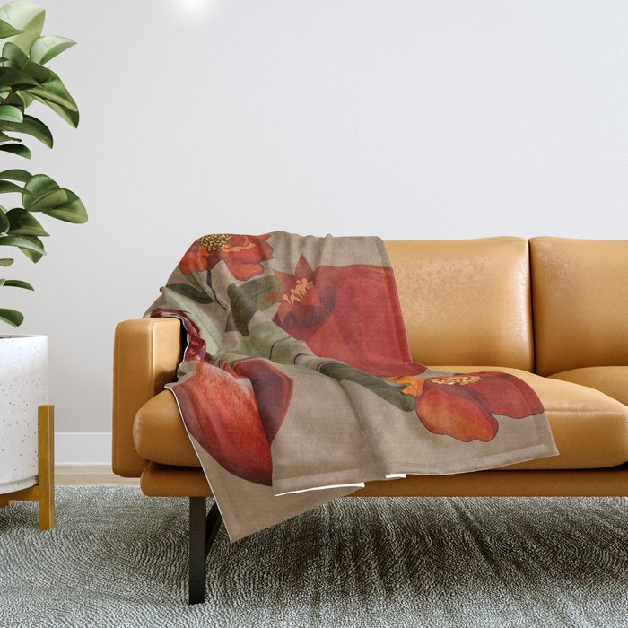 Pomegranate Botanical Art 1 Throw Blanket Gallery Image 1