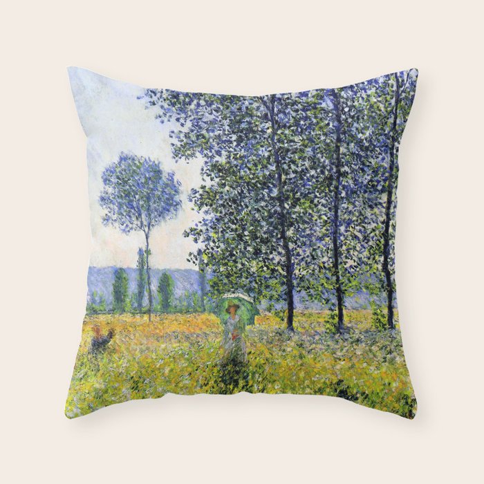 Claude Monet "Sunlight Effect under the Poplars", 1887 Throw Pillow Gallery Image 1