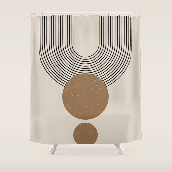 Luna - Mid Century Modern Abstract Art Shower Curtain Gallery Image 1
