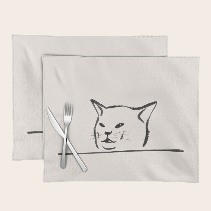 Confused cat meme drawing Placemat Gallery Image 1