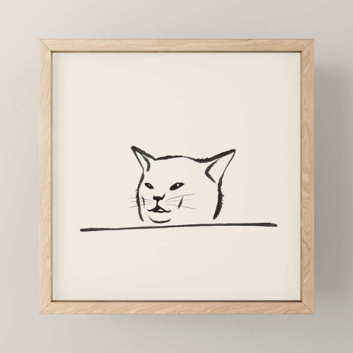 Confused cat meme drawing Mini Art Print Gallery Image 1
