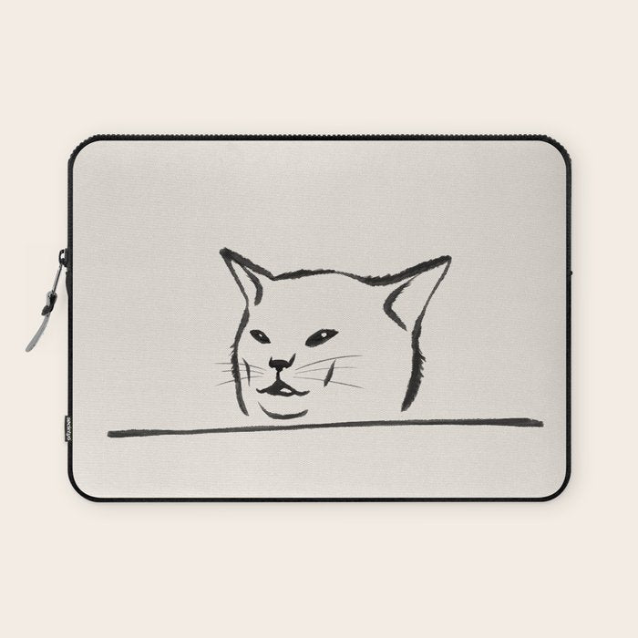 Confused cat meme drawing Laptop Sleeve Gallery Image 1