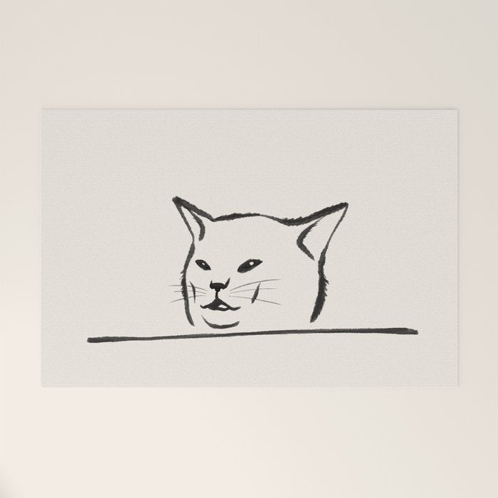 Confused cat meme drawing Welcome Mat Gallery Image 1