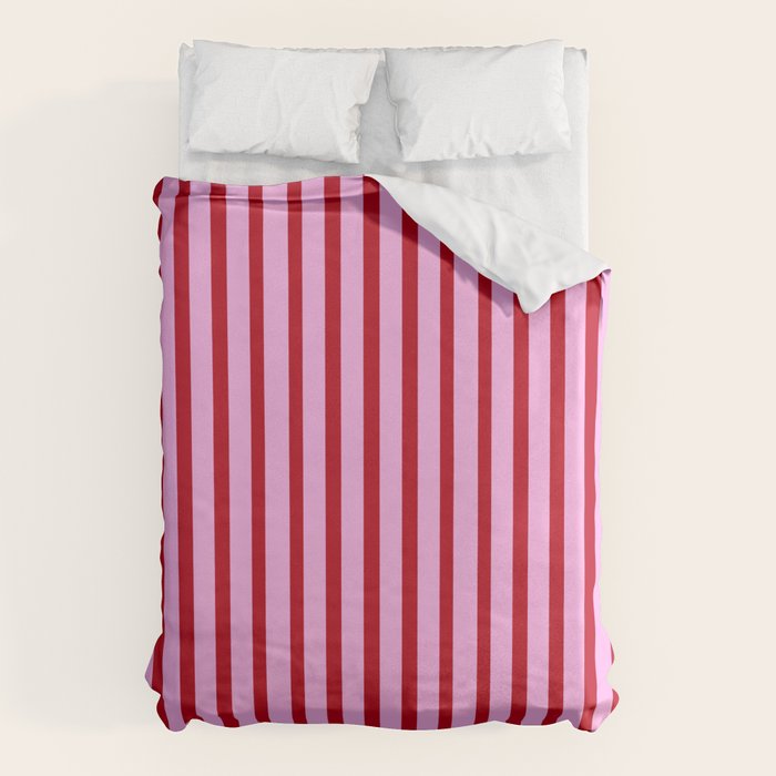 Pink and Red Candy Stripes Pattern Duvet Cover Gallery Image 6