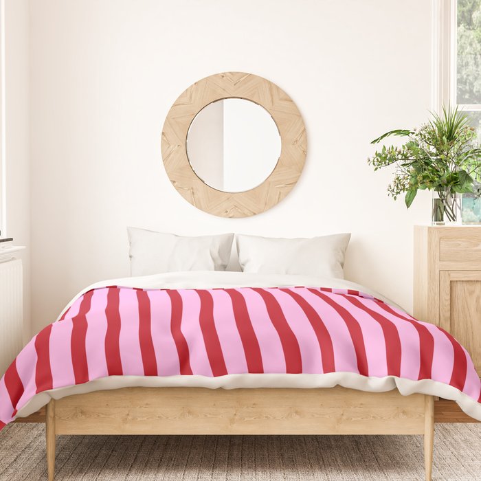 Pink and Red Candy Stripes Pattern Duvet Cover Gallery Image 3