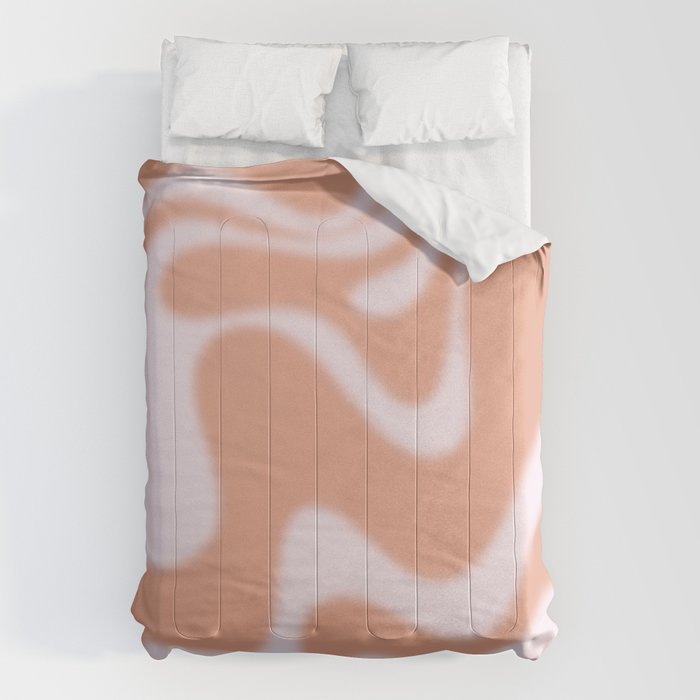 Dreamy Retro Liquid Swirl Contemporary Abstract 2 in Pastel Pink and Buff Apricot Comforter Gallery Image 6