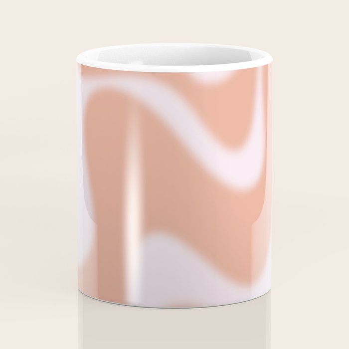 Dreamy Retro Liquid Swirl Contemporary Abstract 2 in Pastel Pink and Buff Apricot Coffee Mug Gallery Image 4