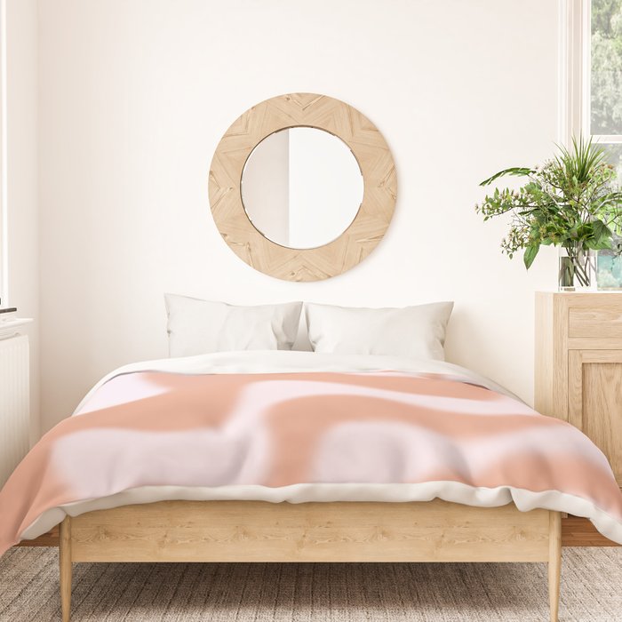 Dreamy Retro Liquid Swirl Contemporary Abstract 2 in Pastel Pink and Buff Apricot Duvet Cover Gallery Image 3
