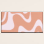 Dreamy Retro Liquid Swirl Contemporary Abstract 2 in Pastel Pink and Buff Apricot Desk Mat Gallery Image 3